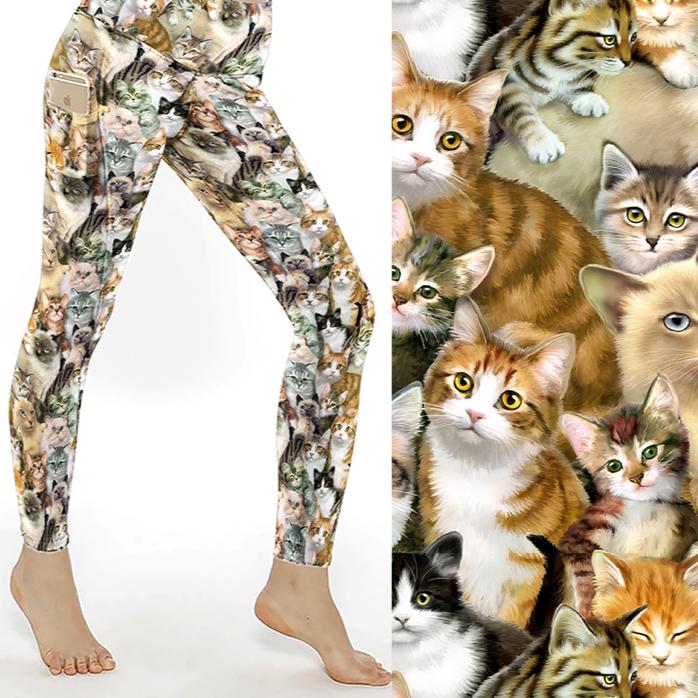Cat Capri Leggings for Women All Over Print Crazy Cat Lady Cat Tights,  Great for Yoga Pants Yoga Wear, Sports Leggings, Workout Leggings 