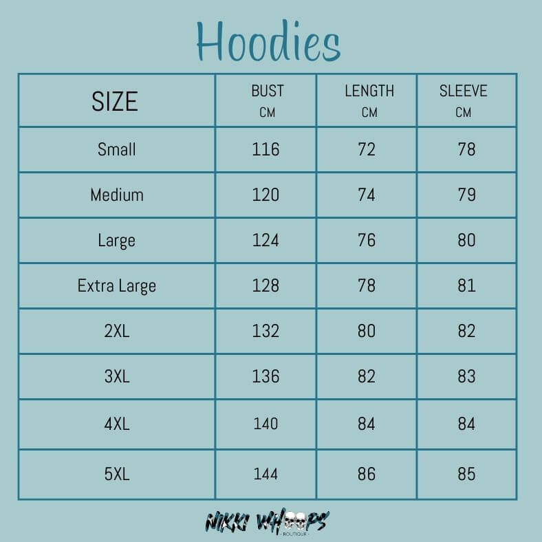 hoodie size chart