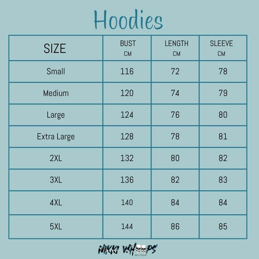 hoodie size chart