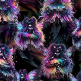 Colorful fairy-like character with butterfly wings in a dark, fantasy setting.