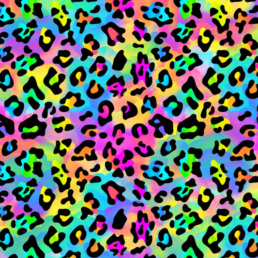 seamless pattern neon rainbow leopard print