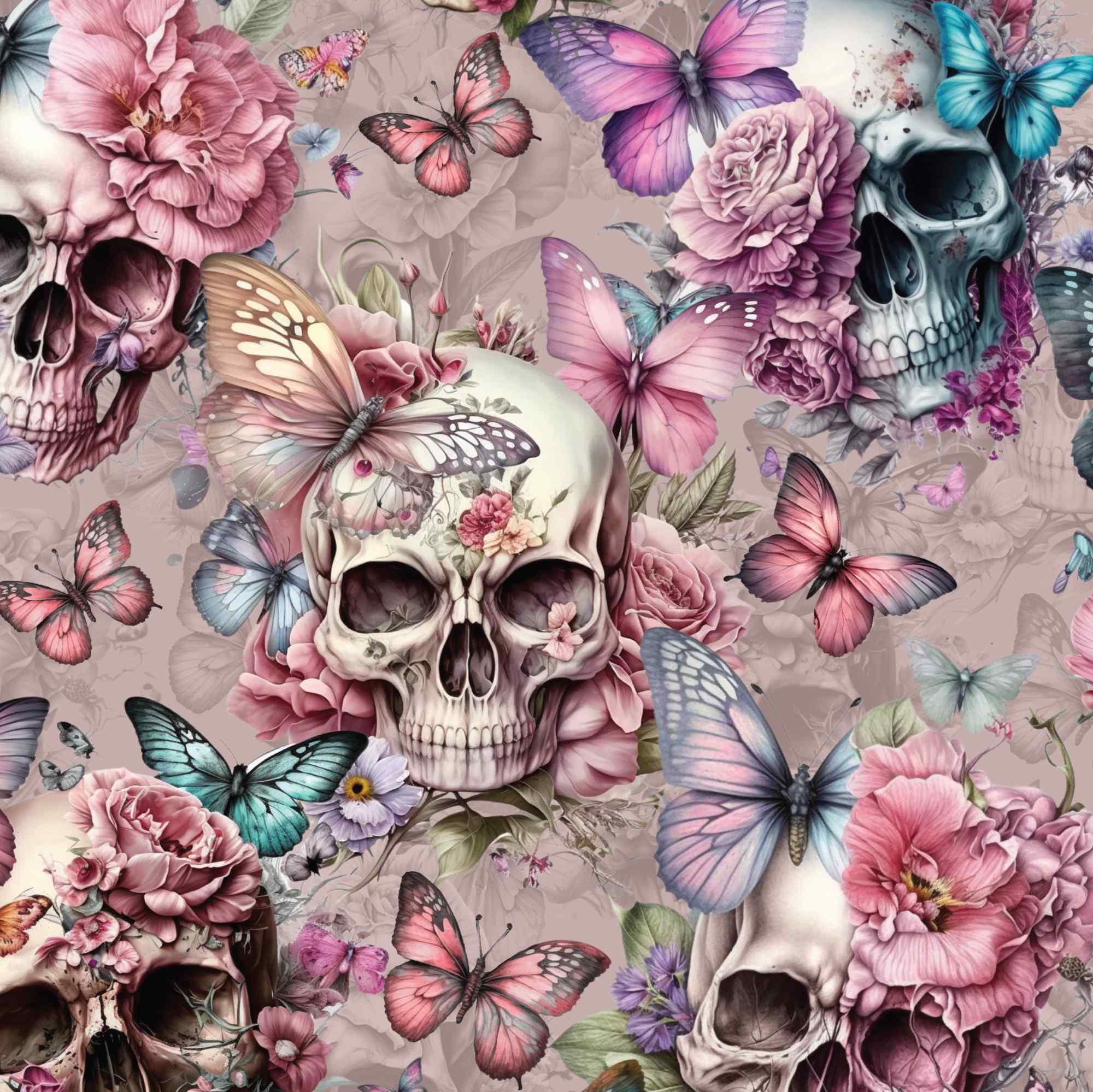 pink butterflies-and skulls-cropped-pattern-Nikki-Whoops-Boutique