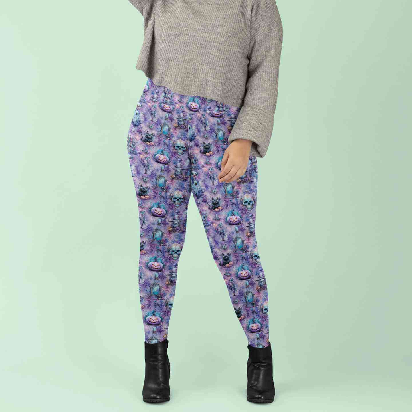Woman wearing Haunts and Recreation full length leggings with pockets by Nikki Whoops Boutique.