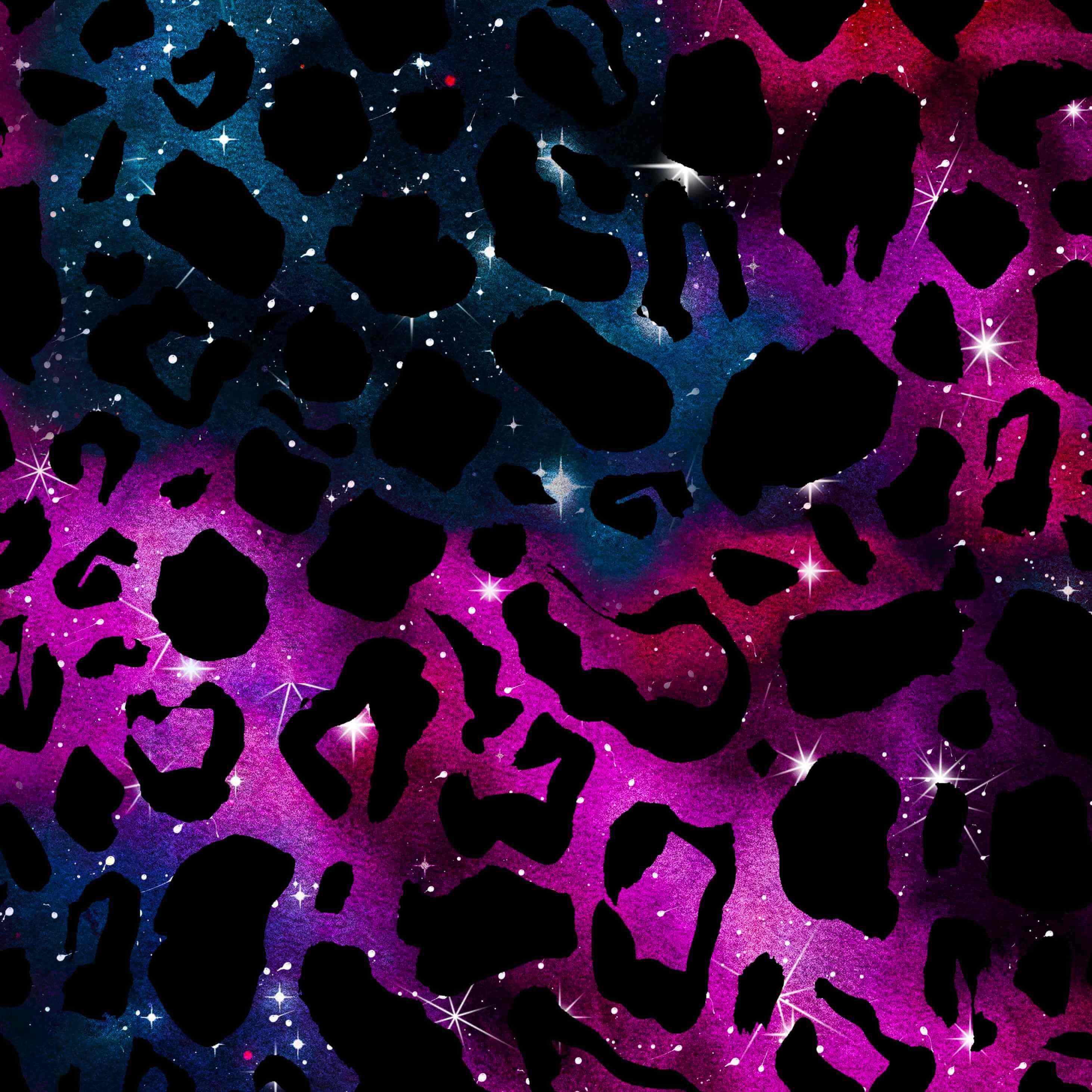 cropped pattern of pink and blue galaxy leopard print