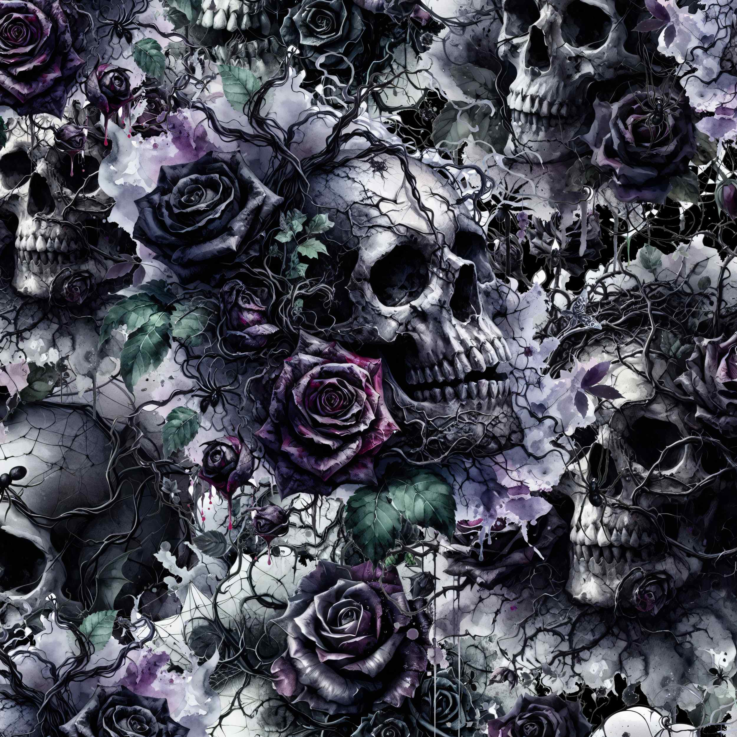 Close-up of the Grave Expectations print pattern by Nikki Whoops Boutique.