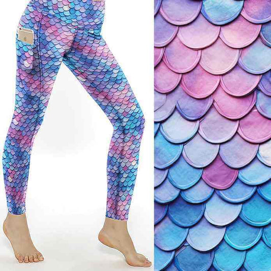 Pastel mermaid scale pattern in shades of blue, purple and pink with layered fish scale design