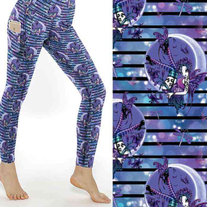 blue and purple tattooed tooth fairy leggings
