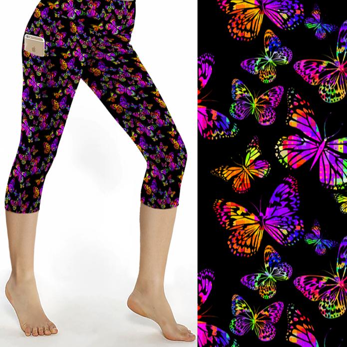 Neon Butterflies Capri Butterfly Print Leggings – Nikki Whoops