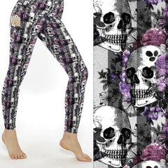 Bad-to-the-Bone-black-and-white-skulls-with-mauve-and-purple-flowers-leggings