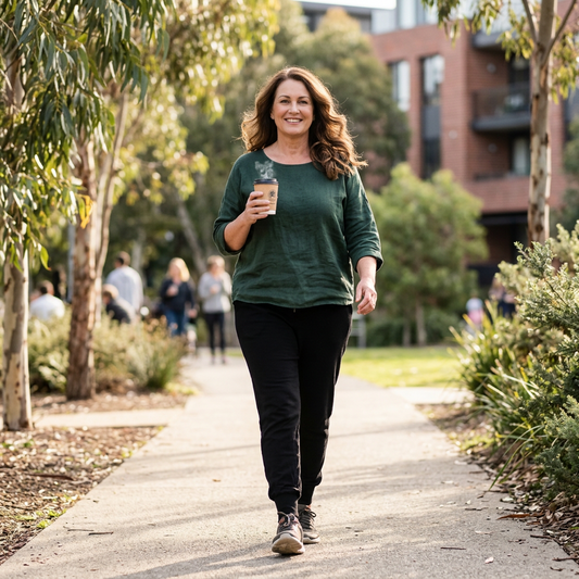Picture of a lady wearing full-length black jogger pants