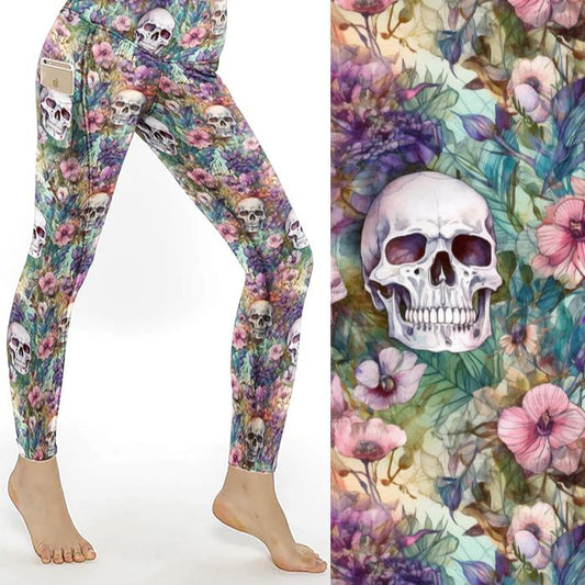 Blooming Skulls Full Length Leggings