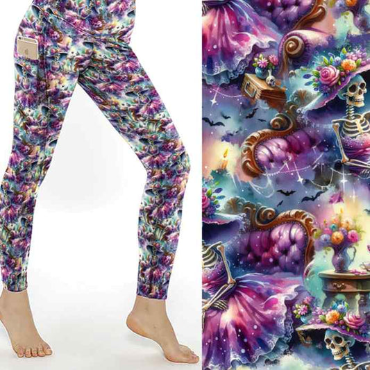 Colorful leggings with a fantasy design on a white background