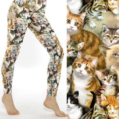 full length leggings with multiple breeds of cats