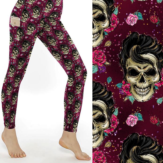 elvis presley skull print leggings