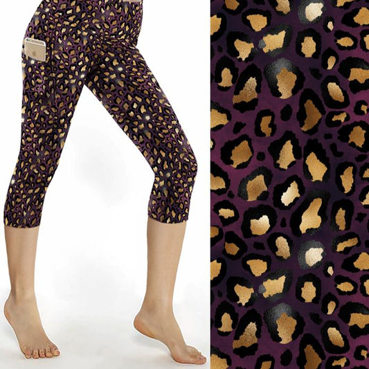 burgundy, black and gold leopard leggings