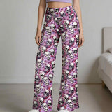 Mourning Glory Skull Print Lounge Pants With Pockets