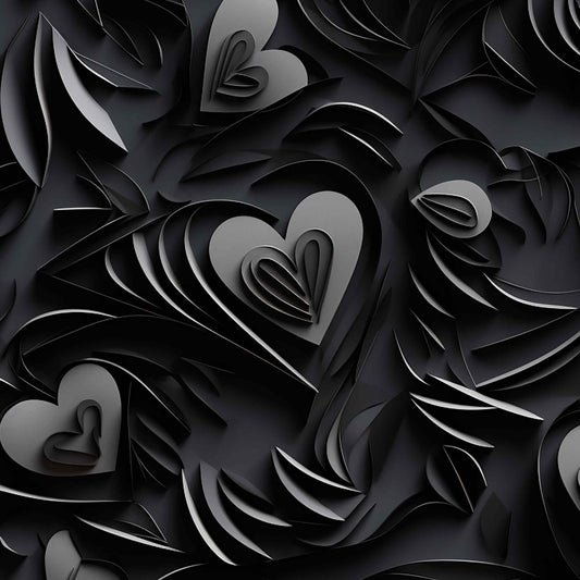 pattern of Heart print leggings featuring sketchy, torn-paper-style hearts in soft pinks and greys with a grungy distressed finish.