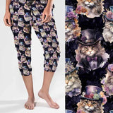 Purrfectly Victorian Cat Print Capri Joggers