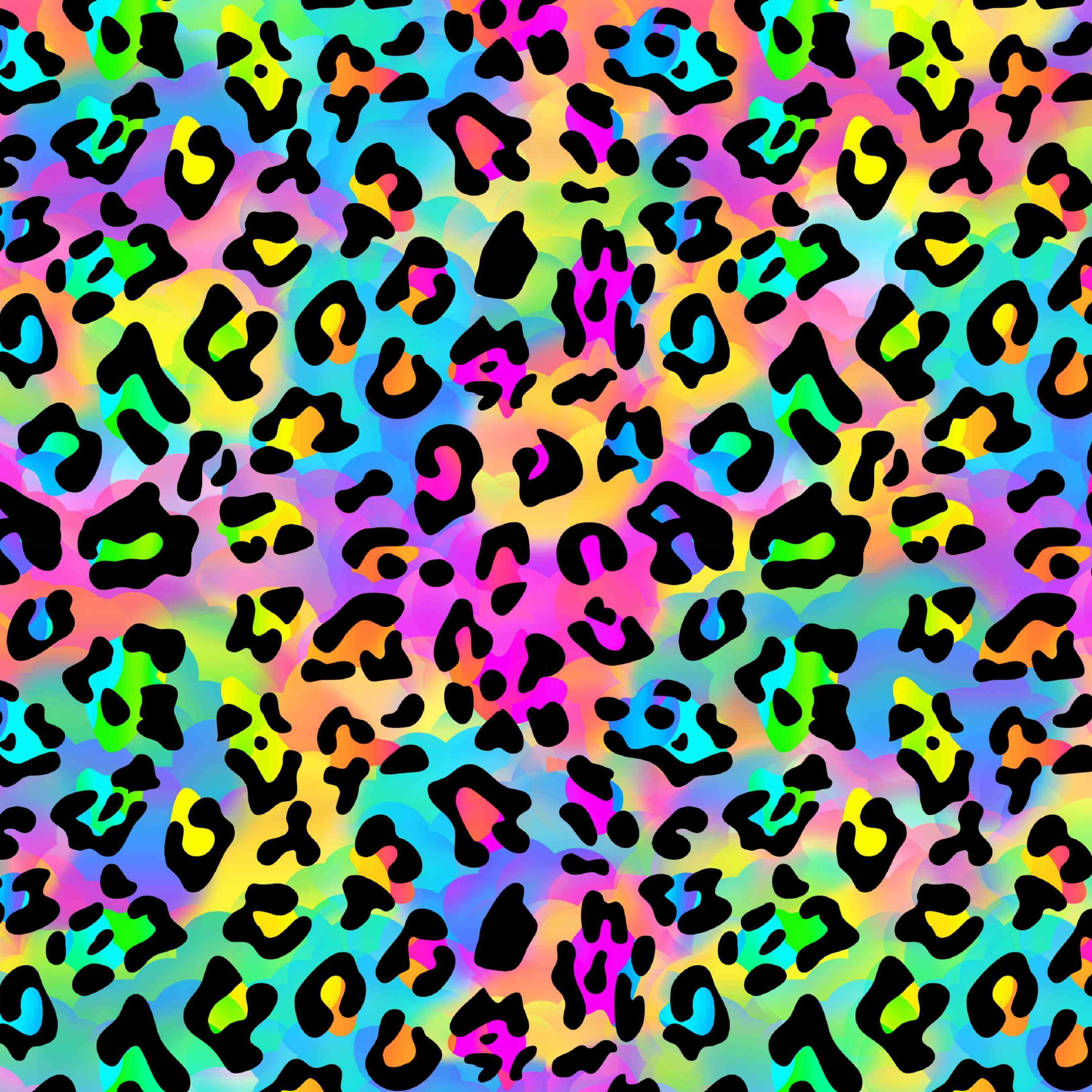 seamless pattern neon rainbow leopard print