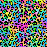 seamless pattern neon rainbow leopard print