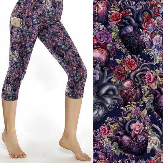 black & purple anatomical hearts leggings