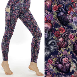 leggings with black and purple hearts