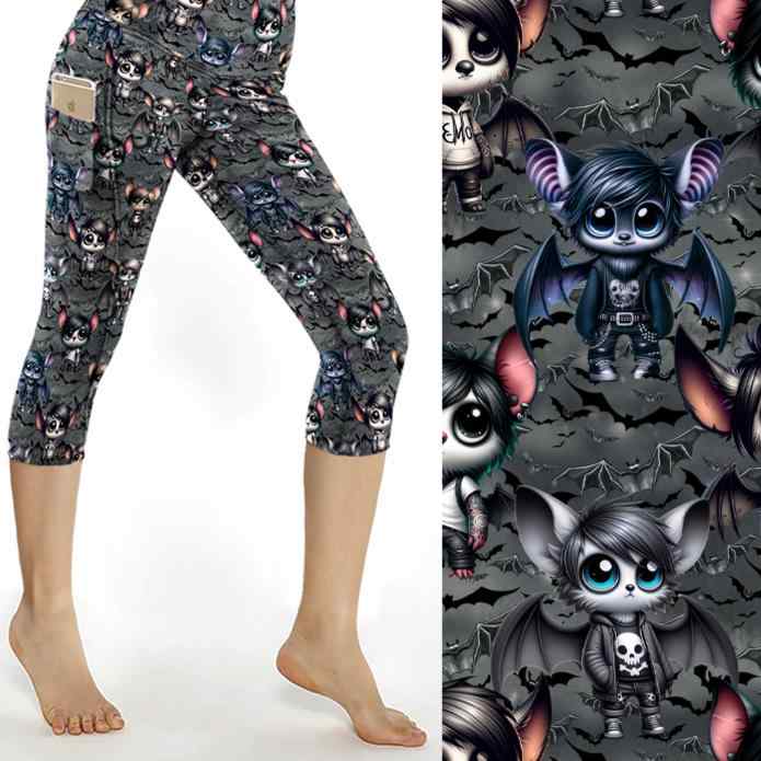 emo bat print leggings