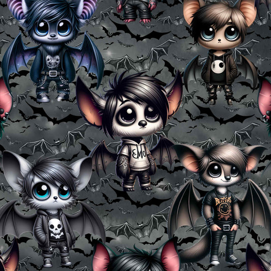 seamless pattern emo bats