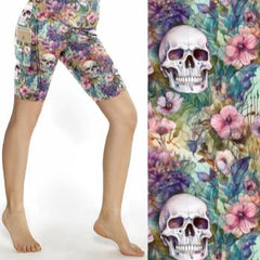 pastel-floral-skull-sport-shorts