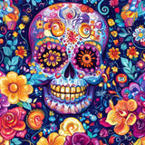 Close-up of the Bright Side of the Grave print pattern by Nikki Whoops Boutique.