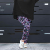 Woman wearing Happily Never After full length leggings with pockets by Nikki Whoops Boutique.