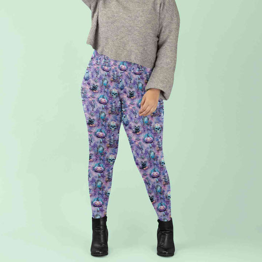Woman wearing Haunts and Recreation full length leggings with pockets by Nikki Whoops Boutique.