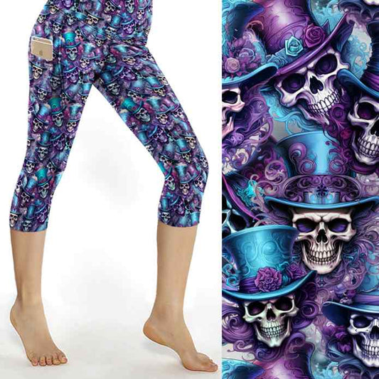 blue-and-purple-skulls-wearing-top-hat-capri-leggings