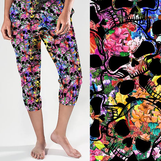 Deadly Blessings Skull Print Capri Joggers