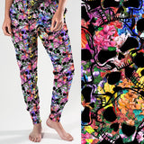 multicoloured skulls and flowers leggings