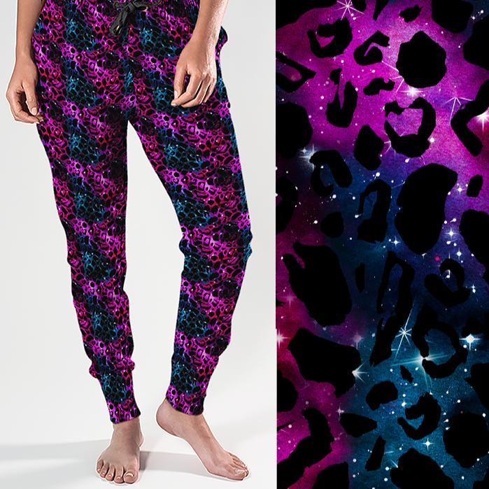 leopard print, starry sky jogger pants