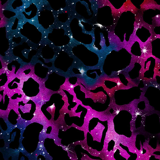 cropped pattern of pink and blue galaxy leopard print