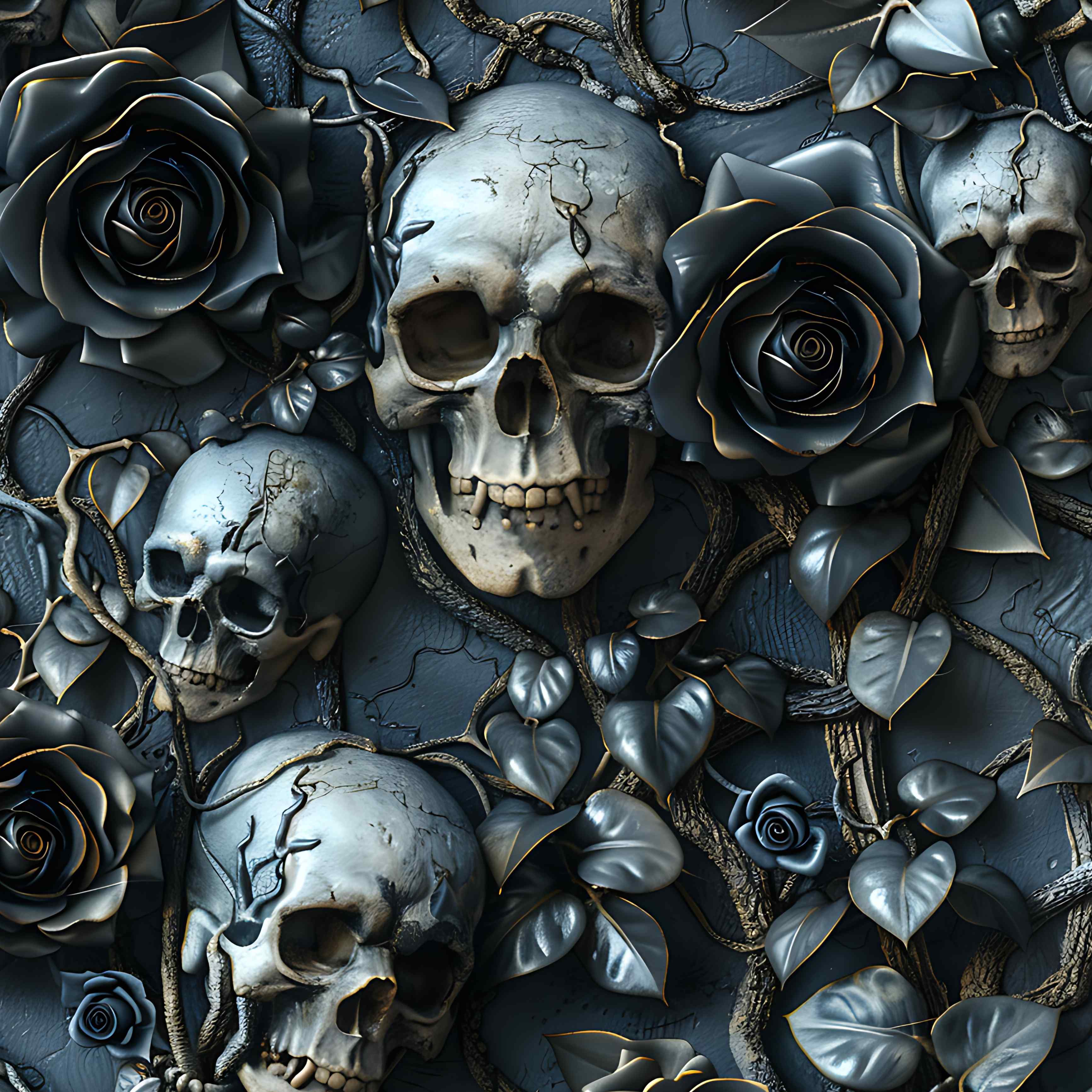Close-up of the Garden of the Damned print pattern by Nikki Whoops Boutique.