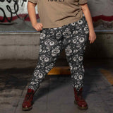 Grin Reaper Skull Print Leggings With Pockets