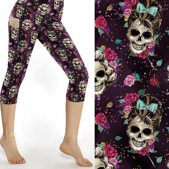 marilyn-monroe-audry-hepburn-skull-capri-leggings