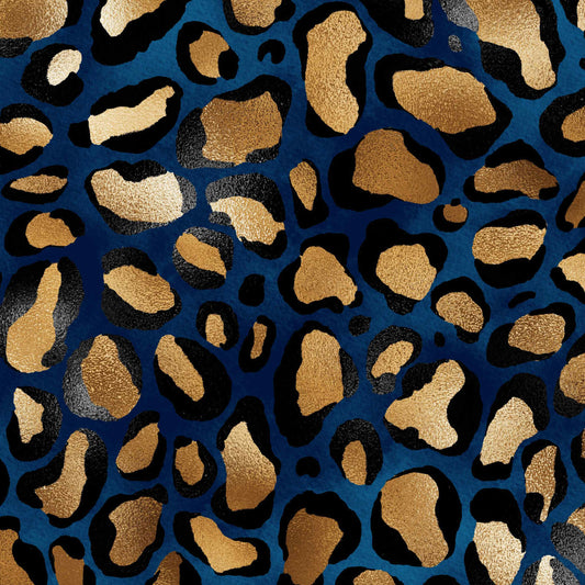 blue and gold leopard print pattern