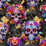 pattern of Lux de los Muertos Leggings bring bold sugar skulls and florals to life. A luxe Día de los Muertos print with serious attitude.