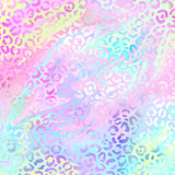 Colorful leopard print pattern with pastel colors on a multicolored background