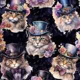 Purrfectly Victorian Cat Print Full Length Leggings