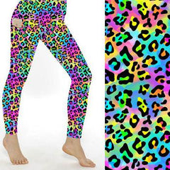 neon rainbow leopard print leggings