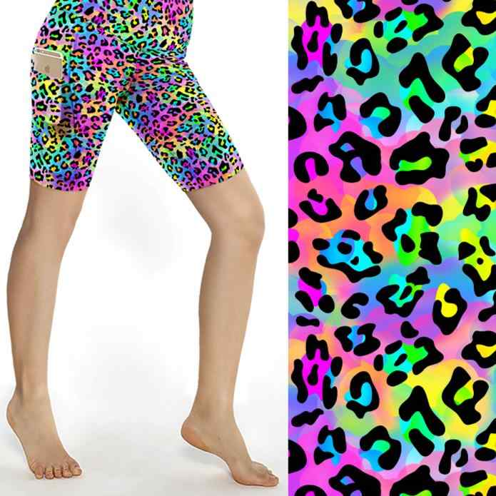 rainbow neon leopard shorts