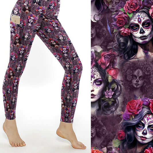 mockup-of-vibrant-purple-and-red-la-catrina-leggings