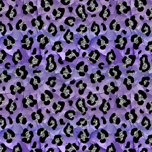 seamless pattern with ones of violet and mauve with a black and silver leopard print