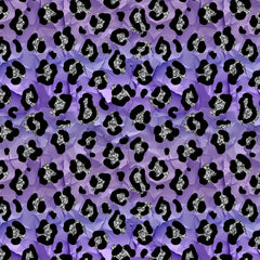 seamless pattern with ones of violet and mauve with a black and silver leopard print