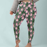 lady wearing high waisted leggings with Wicked the movie print by Nikki Whoops Boutique.